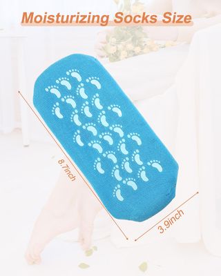 Blue and Pink Moisturizing Socks - 2 Pairs for Womens Dry, Cracked Feet - Silicone Spa Socks with Foot Care and Heel Protection