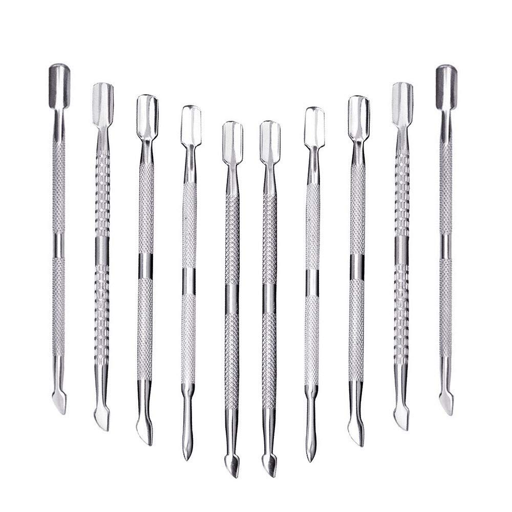 10Pcs Cuticle Pusher Remover and Cutter, Creatiee Double Ended Stainless Steel Cuticle Cleaner Nail Gel Polish Removal, Manicure Pedicure Nail Tools for Fingernails Toenails - Professional &amp; Durable