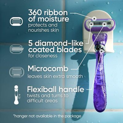 Gillette Venus Deluxe Smooth Swirl Womens Razor Handle 4 Blade Refills, Flexible Handle and Pivoting Head