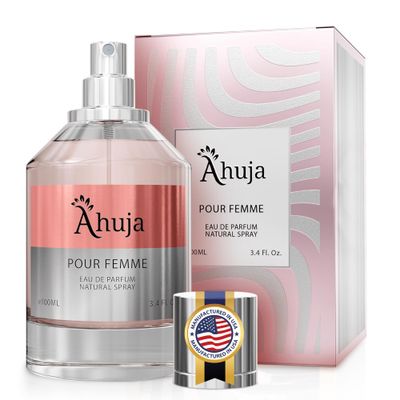 AHUJA Pour Femme Eau De Parfum 3.4oz for Women Long Lasting Fragrance with Notes of Iris, Earthy Patchouli, Warm Vanilla-Best Alternative to La Vie Est Belle.