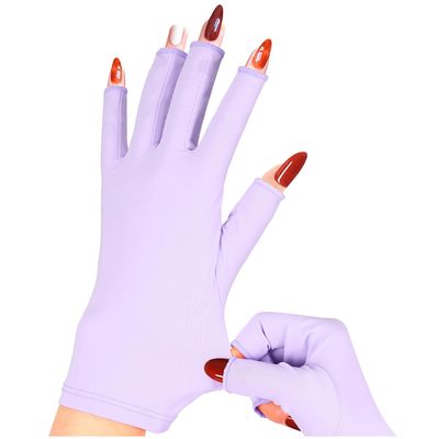 chemotex UV Nail Gloves, Professional UPF50 Protection UV Gloves for Gel Manicures (Purple)