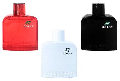 Viaan Krishna COAST Cologne for Men (WHITE, RED, &amp; BLACK) (3.4oz/100ml x 3Pcs), Eau de toilette, Pack of 3pcs, Fragrance for Men