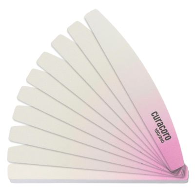 Curacoro 10 PCS Nail File - Professional Half-Moon Nail Files Double Sided Emery Board (180/240 Grit), Washable Nail Files and Buffers, Smooths &amp; Shapes Nails, Manicure &amp; Pedicure Buffing Tools