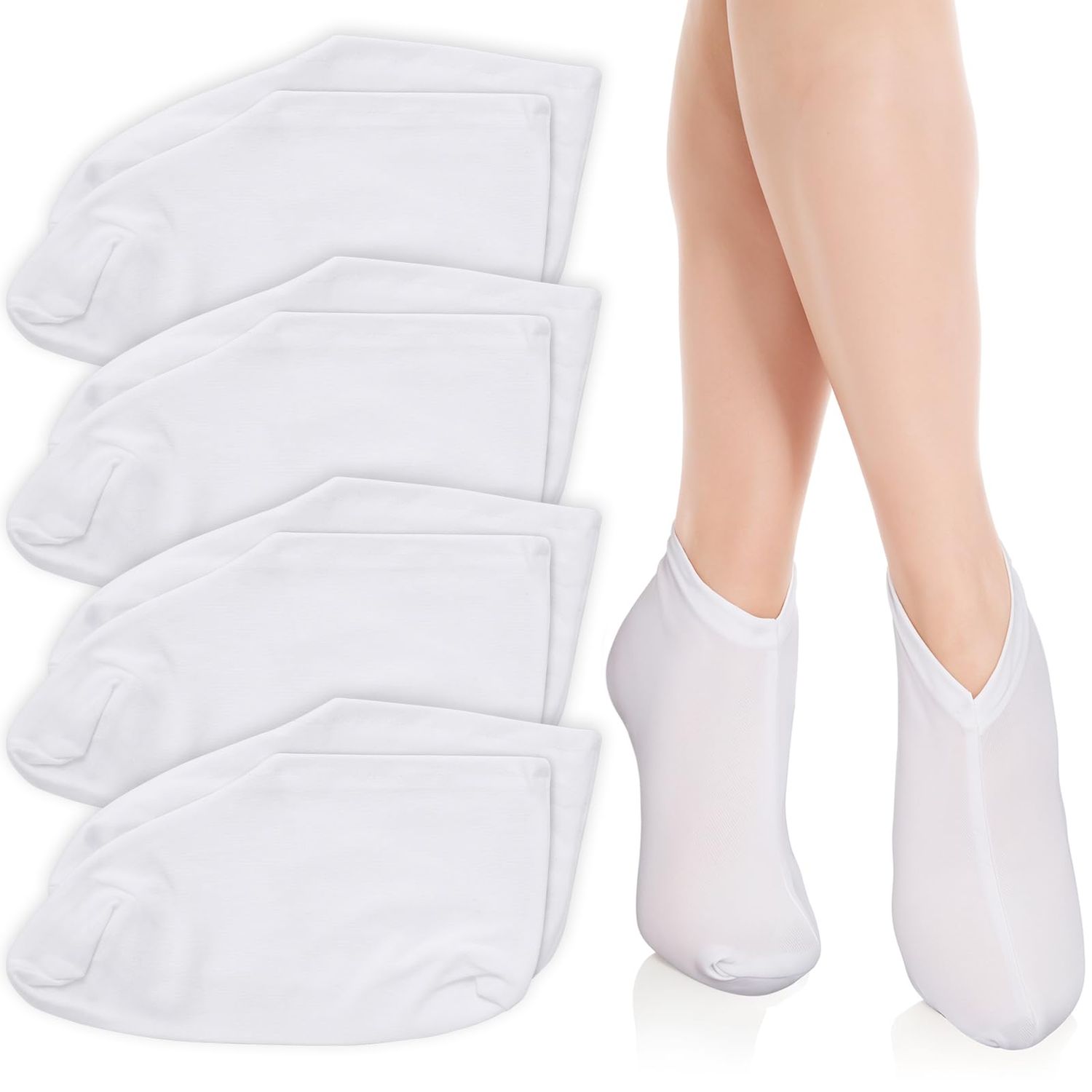 Gjinxi 4 Pairs Moisturizing Socks, Cotton, Lightweight &amp; Breathable, Overnight Lotion Socks for Dry Feet, Women &amp; Men