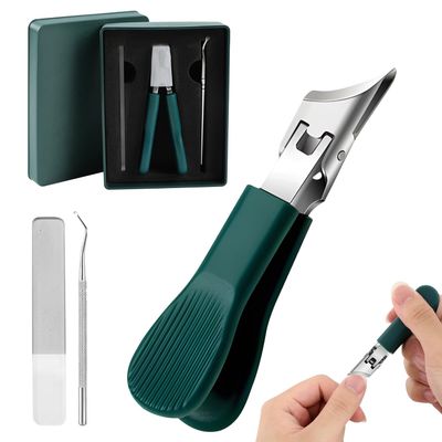 Eagle Beak Beveled Nail Clippers,Wide Jaw Opening Anti-Splash Slanted Nail Clipper,Long Handle Splashproof Nail Clippers,Slanted Jaw Ingrown Toenail Clippers for Thick Toenails