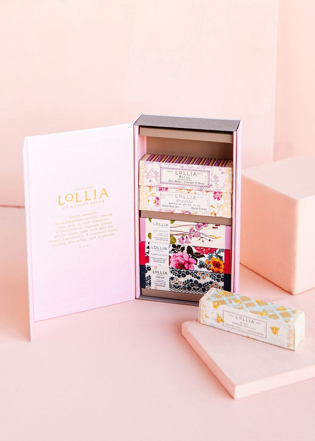 Lollia Petite Treat Handcreme Gift Set - Always in Rose, Breathe, Dream, Relax, This Moment &amp; Wish - Scented Hand Cream for Women, Moisturizing Hand Lotion for Dry Hands, Quick Absorbing Lotion