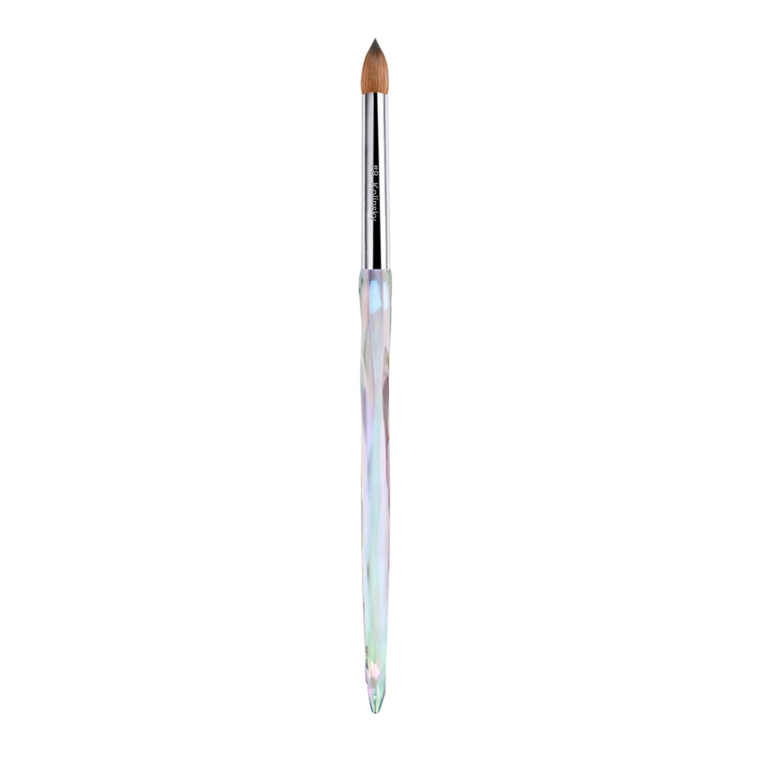 MakarttPro Kolinsky Crimped Acrylic Nail Brush for Acrylic Powder and EMA Monomer Application, Made for Professional Nail Technicians and Beginner Nail Students, Size 8