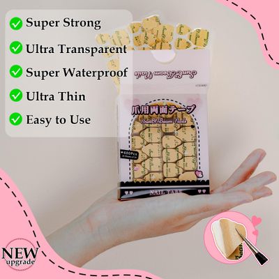 Sun&Beam Nails Adhesive Tabs 25 Sheets for Press On False Nail Tip Gel Glue Double Sided Tape Stickers Waterproof Transparent Strong Sticky (25 Sheets/600 Pcs)