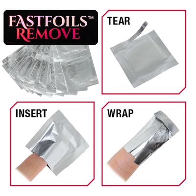 Americanails FastFoils 100 ct, One Step Gel Polish Foil Remover Wraps, All-In-One Foil Remover With Thick Cotton Pad & Pure Acetone, Remove Nail Polish, Gel Polish, Gel Nails, Acrylic Nails, Dip Nails