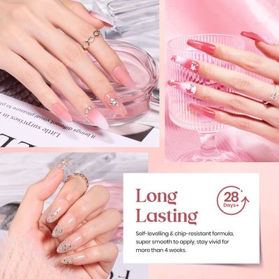 Beetles Pink Nude Gel Nail Polish Kit, 25PCS 20 Colors Neutral Jelly Pink Sheer Glitter White Gel Nail Kit Soak Off UV with Base Glossy Matte Top Coat Pearls Rhinestones Nail Charms Gift for Women