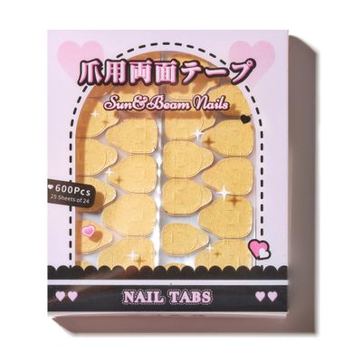 Sun&amp;Beam Nails Adhesive Tabs 25 Sheets for Press On False Nail Tip Gel Glue Double Sided Tape Stickers Waterproof Transparent Strong Sticky (25 Sheets/600 Pcs)