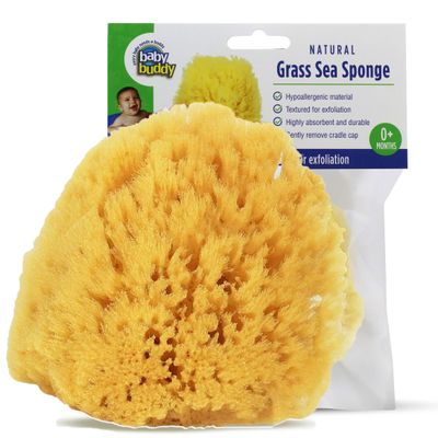 Baby Buddy Natural Grass Sea Sponge, Newborn Bath Time Essential, Textured for Exfoliation, Hypoallergenic, 1 Count