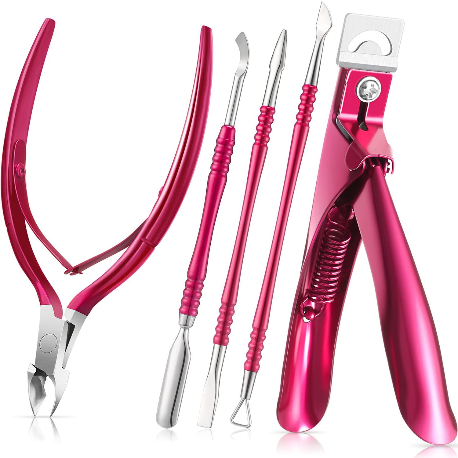 Mudder Nail Clipper False Nails Tip Cutter Set Cuticle Trimmer Nipper with Acrylic Clipper Cuticle Pusher Scraper Stainless Steel Cuticle Remover Manicure Pedicure Tools Kit for Salon Home Art Design