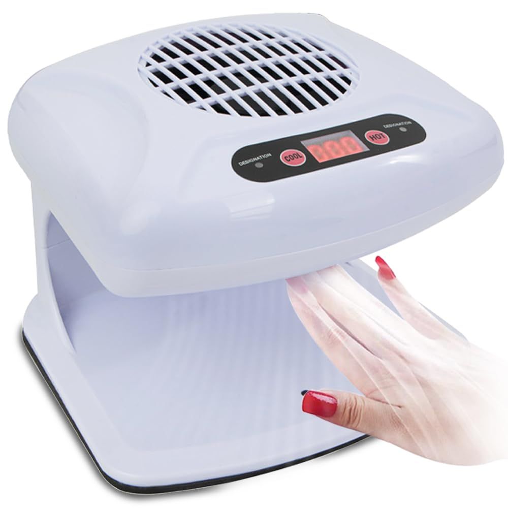 Nail Dryer Fan,Nail Gel Fast Drying Curing Nail Fan Dryer for One Hands and Single-Legged, Warm &amp; Cool Wind Blower for Regular Nail Polish, Home and Salon Use