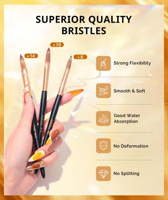 AIRSEE 3Pcs Acrylic Nail Brush Set, Size 8/10/14 Professional Nail Brushes for Acrylic Application Acrylic Powder Nail Extension, 3D Carving for DIY Salon Home, 3A Nylon Nail Brushes, Manicure Tool