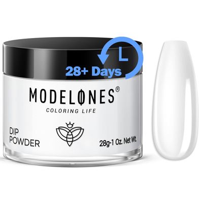 Modelones Dip Powder Clear Color - Long-Lasting Nail Dipping Powder Kit - DIY French Nail Art at Home - No Lamp Required