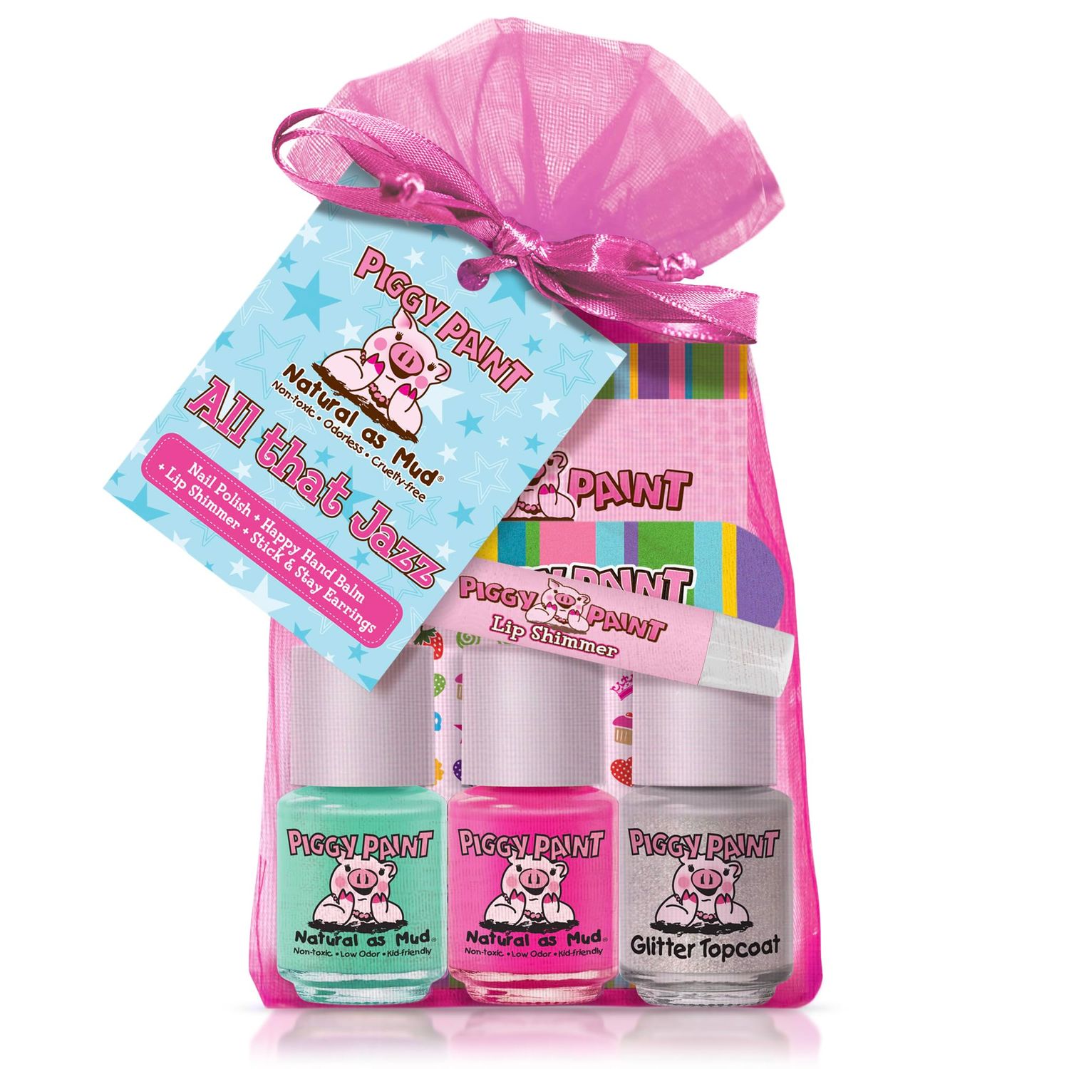 Piggy Paint | 100 Non-Toxic Girls Nail Polish | Safe, Cruelty-free, Vegan, &amp; Low Odor for Kids | All that Jazz (Gift Set)