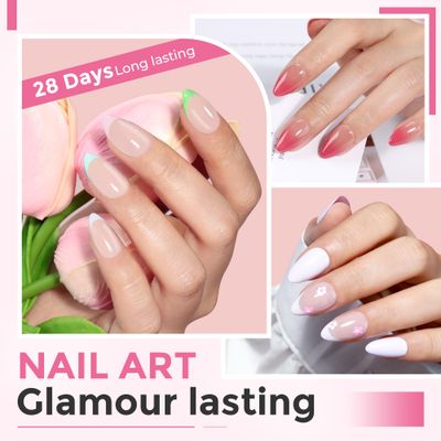 Luckyfairy 504PCS Short Almond Nail Tips,12 Sizes Pre-etched Half Cover Fake Nails Tips, Half-matte Clear Soft Natural Short Nails Acrylic Press On Gel Nail Extensions for Manicure Art DIY Salon