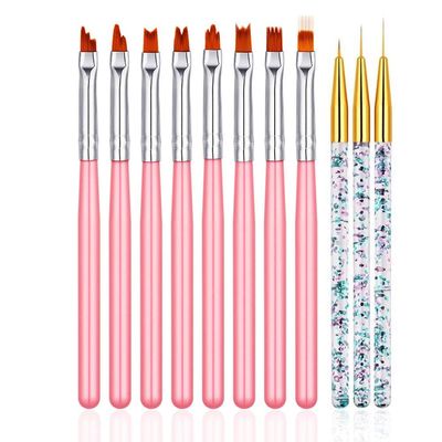 FULINJOY 11 Pc Nail Art Brush Set - UV Gel Painting Pen, Flower &amp; Gradient Designs, Liner Brushes