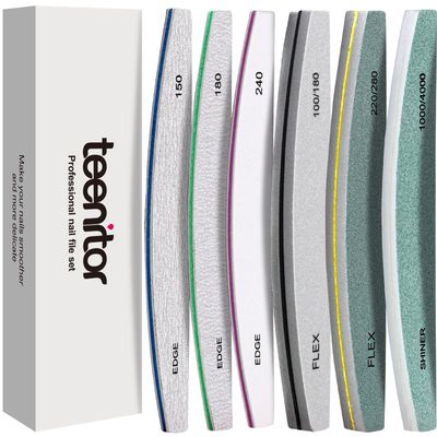 Teenitor Nail File Buffer, Nail Files, Nail Buffer Set to File, Shape,Smooth, Buffer and Shine Nails, Half-Moon
