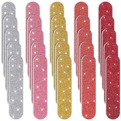 150 Pieces Disposable Mini Nail Files Bulk Double Sided Emery Small Colorful Nail Files for Home Salon Use (Glitter Style)
