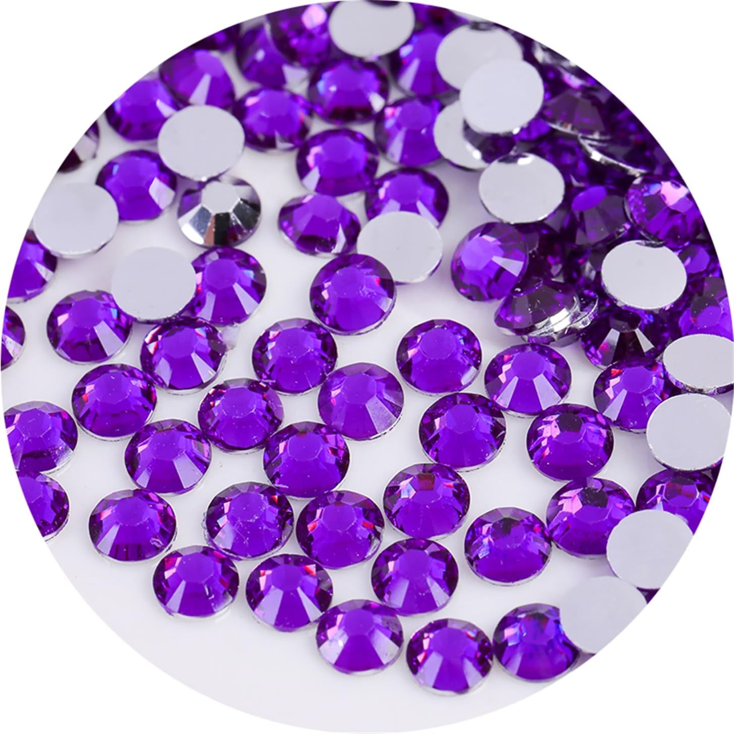 2250 Pcs SS16 4mm Flatback Rhinestones for Nails Art Crafts Glitter Round Gems Crystals DIY Clothes ShoesDark Purple)