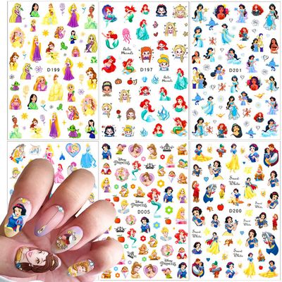 Cute Cartoon Nail Art Stickers Cartoon 3D Self Adhesive Nail Art Supplies Designer Nails Stickers Cute DIY Nails Designs Decals Art Decorations for Women Girls 6 Sheets