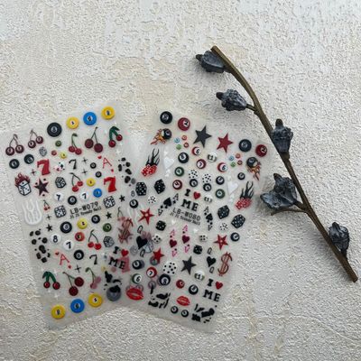 TiMiTiMi New Nail Stickers Cartoon Cute Dice Billiards 3D Nail Adhesive Back A Set of 2 Sheets