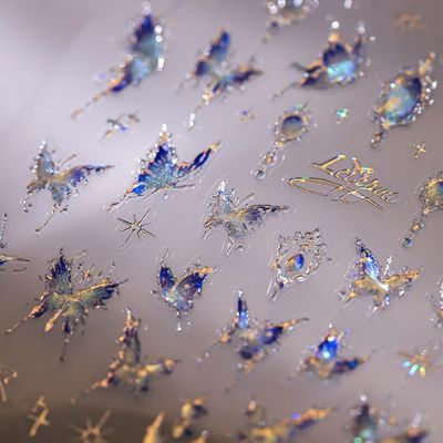 Butterfly Nail Art Stickers 5D Butterfly Nail Stickers Blue Nails Decals Gold Star Nail Art Stickers Decals for Women DIY Manicure Nails Art Decorations
