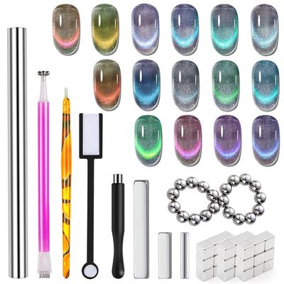 DANNEASY 55pcs Cat Eye Magnet for Nails, Cat Eye Gel Nail Polish Magnet Kit, Strong Magnetic Nail Polish Tools, Cat Eye Nail Art Magnet for Salon &amp; Home DIY Nail Accessories