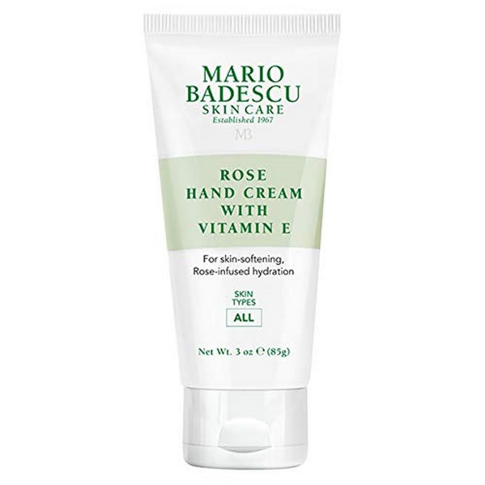Mario Badescu Rose Hand Cream with Vitamin E for Men and Women, Non-Greasy, Light and Fast-Absorbing Hand Cream for Dry Cracked Hands, Ideal for All Skin Types, 3 Oz