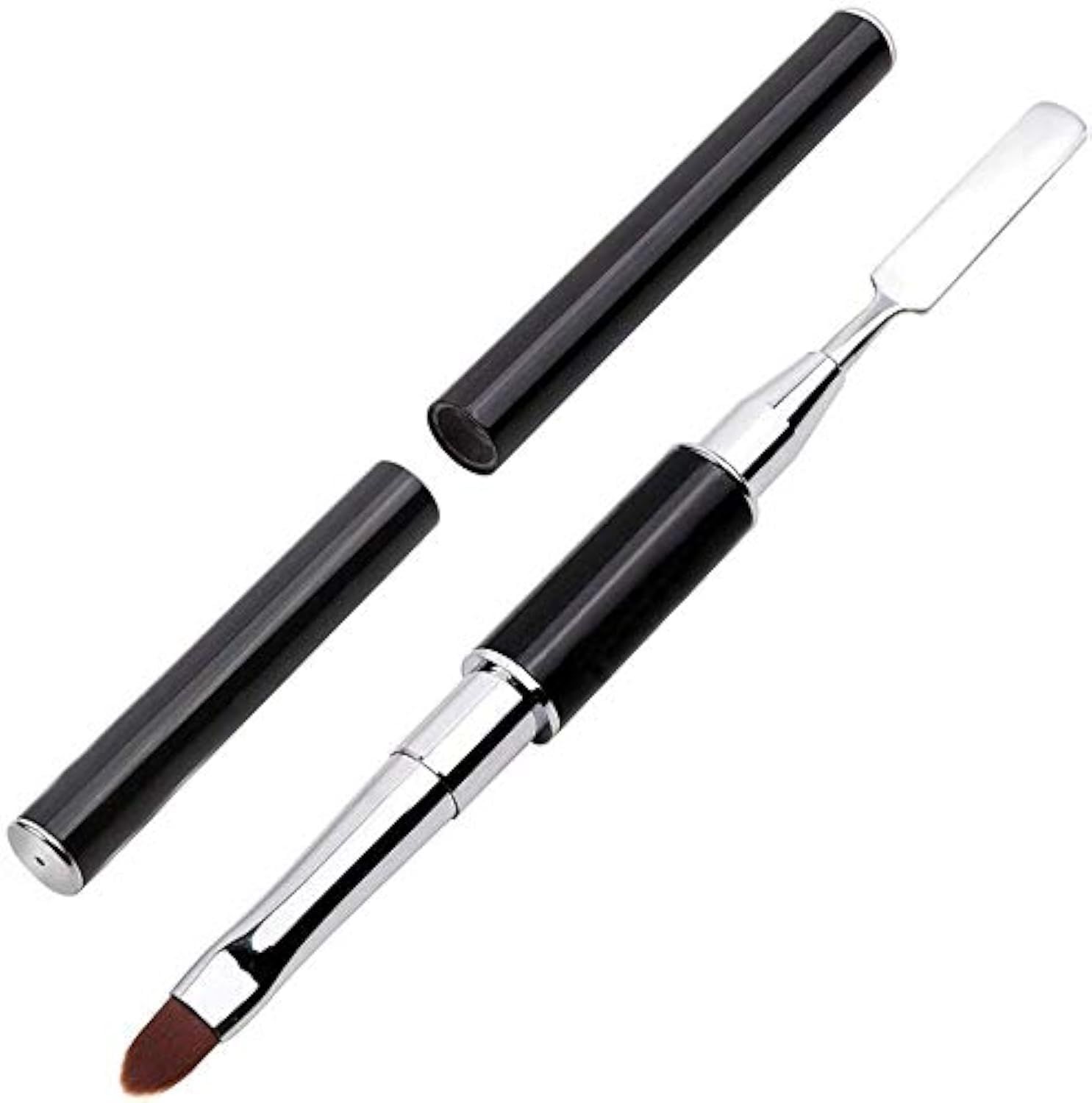 PayPie Dual-Ended Polygel Brush &amp; Picker Brush tool, 2 in 1 Stainless Steel Designs Polygel Nail Brushes Gel Nail Tool for PolyGel Gel Acrylic Nails Extension (Black)
