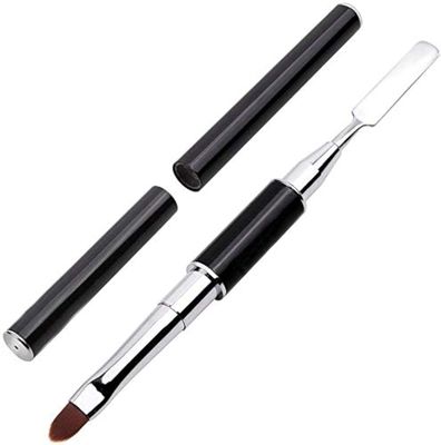 PayPie Dual-Ended Polygel Brush &amp; Picker Brush tool, 2 in 1 Stainless Steel Designs Polygel Nail Brushes Gel Nail Tool for PolyGel Gel Acrylic Nails Extension (Black)