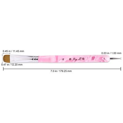 Ivy L Premium 2 Way French Gel Acrylic Nail Art Kolinsky Brush with Dotting Tool for Professional Manicure Cuticle Clean up Nail Art Design (Size 18, Pink Marble)