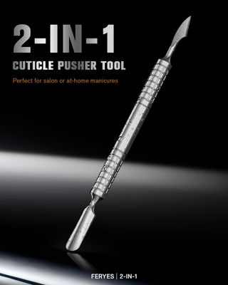 2025 Upgraded Dual Head Cuticle Pusher Remover Tool - Curved &amp; Chisel Edge Stainless Steel, Ergonomic Non-Slip Handle for Professional Salon &amp; Home Manicure Nail