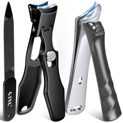 Slanted Nail Clippers for Men, Popular Wide Jaw Nail Clippers with Catcher, Sharp Ingrown Toenail Clippers with Slanted Curved Blade, Wide Opening Anti Splash German Nail Clipper Fingernail