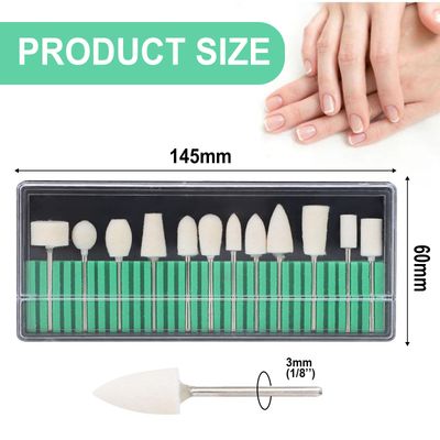 ZJchao Nail Drill Bits, 12 Pcs Wool Felt Polishing Bits, Multi Shaped Grinding Polishing File Heads Tools, Nail Polish Accessories, for Manicure Pedicure, Glass, Gold and Silver Jewelry Polishing