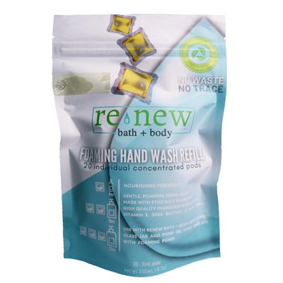 Renew Bath Body Foaming Hand Soap Refills, 20 pods, Gardenia &amp; Lemon Scent, eco-Friendly and Cruelty Free, Plant-Based Packaging - Plastic Free - Ocean Safe, Makes 80 Fl oz Total