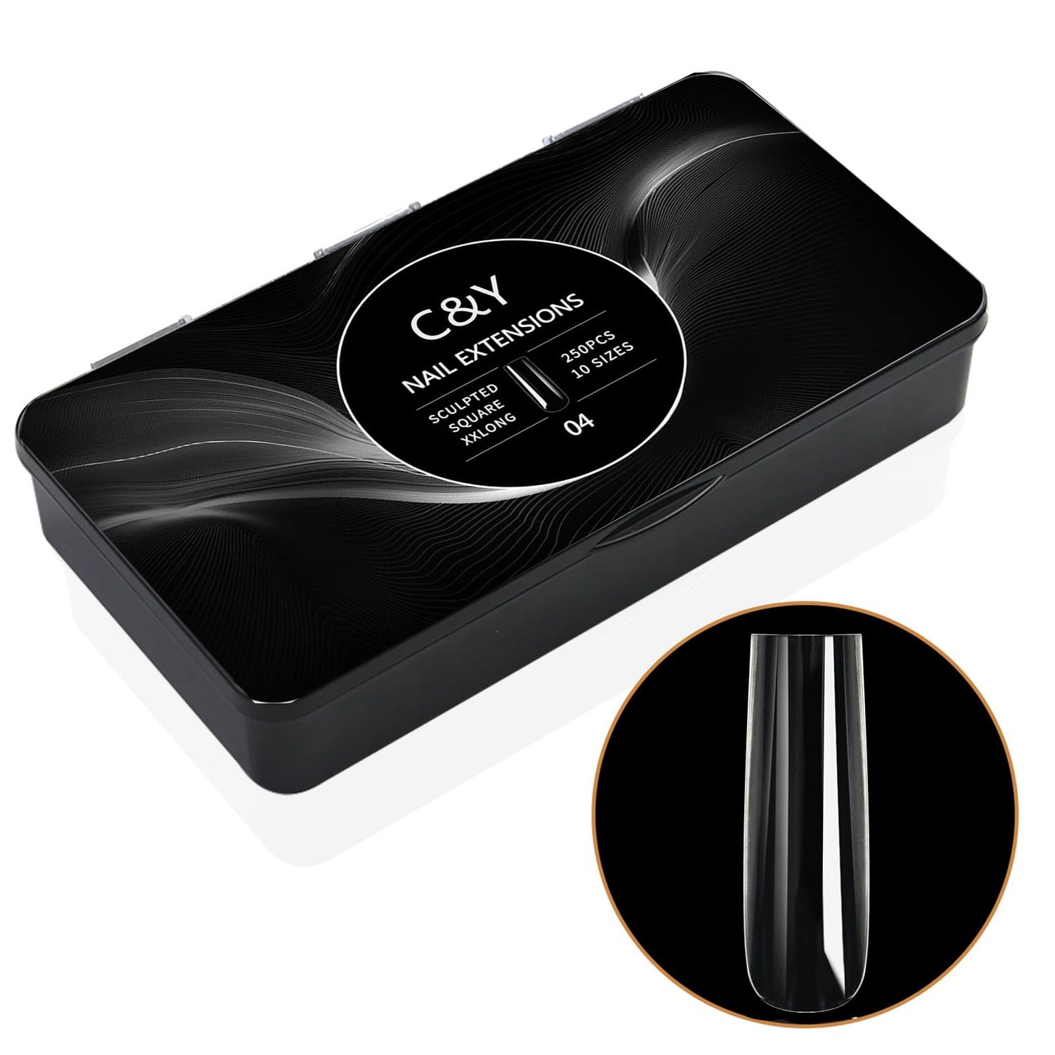 Cycullinyt 250pcs XXlong Square Soft Gel Nail Tips, Pre-shaped Clear Press On False Nails Tips with Box - 10 Sizes Full Cover Soft Acrylic False Tip for Nails Extensions DIY Salon at Home