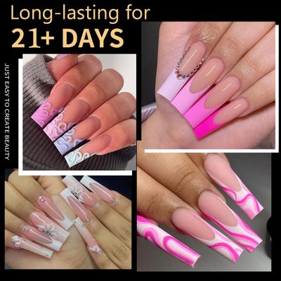 Cycullinyt 250pcs XXlong Square Soft Gel Nail Tips, Pre-shaped Clear Press On False Nails Tips with Box - 10 Sizes Full Cover Soft Acrylic False Tip for Nails Extensions DIY Salon at Home