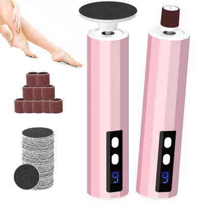 Electric Foot Callus Remover, 2-in-1 Electric Foot Filer/Nail Filer, Callus Remover for Feet with 40Pcs10Pcs Sandpaper Discs, Professional Pedi Feet Care Perfect for Dead Skin Calluses Gift (Pink)