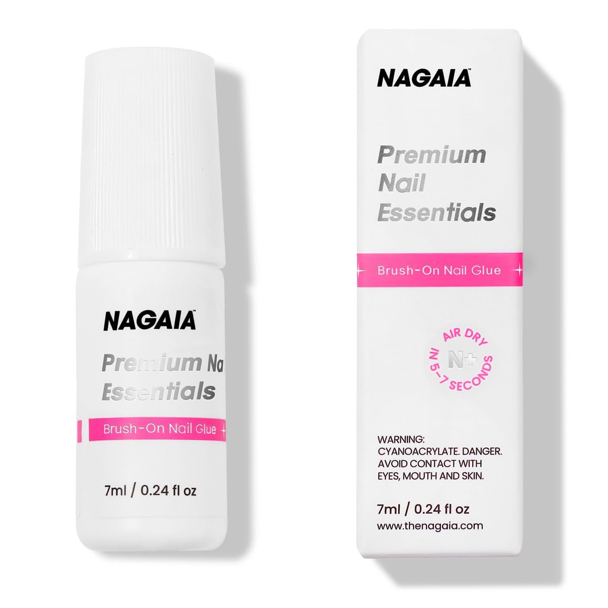 NAGAIA Premium Air Dry Nail Glue, Super Strong, Quick-Dry Brush-On Adhesive for Nail Tips, Acrylics, Press-On Nails, Long-Lasting, Professional Grade Nail Glue
