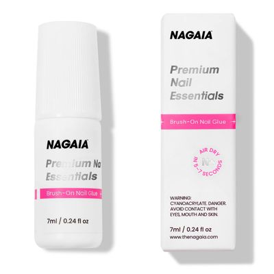 NAGAIA Premium Air Dry Nail Glue, Super Strong, Quick-Dry Brush-On Adhesive for Nail Tips, Acrylics, Press-On Nails, Long-Lasting, Professional Grade Nail Glue