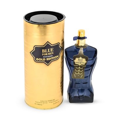 AFLUXE Blue For Men Gold Sensual Woody Fragrance for Men | Long Lasting Cologne Aromatic Scent, Eau de Parfum Natural Spray - Great Holiday Gift, 3.4 Fl Oz/100 Ml