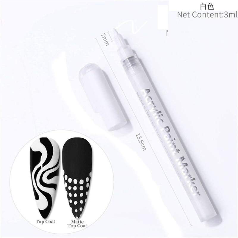 IMGDD Nail Polish Pen, 1 PCS Nail Art Pen, Nail Pencil, DIY Drawing Painting Pen, for Nails DIY (White, 1pcs)