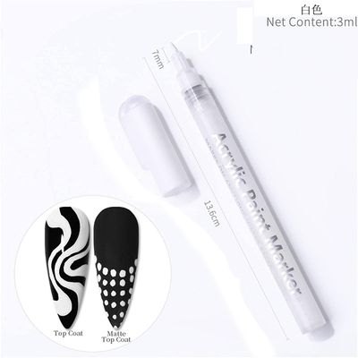 IMGDD Nail Polish Pen, 1 PCS Nail Art Pen, Nail Pencil, DIY Drawing Painting Pen, for Nails DIY (White, 1pcs)