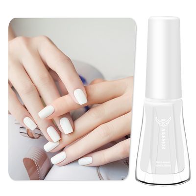 Aieenjor White Nail Polish, Quick Dry Nail Polish, No UV Lamp Needed, Streak Free, Long- Last Fingernail Polish for Nail Manicure Salon DIY Nail Art, 0.35 fl oz