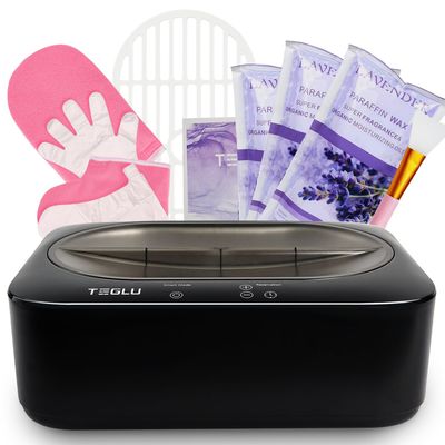 Teglu Upgraded Paraffin Wax Machine for Hand and Feet 4000ML, Teglu Paraffin Bath Moisturizing Kit with 3X 450g Paraffin Wax Refill for Hand and Foot Spa at Home, Paraffin Wax Warmer Black