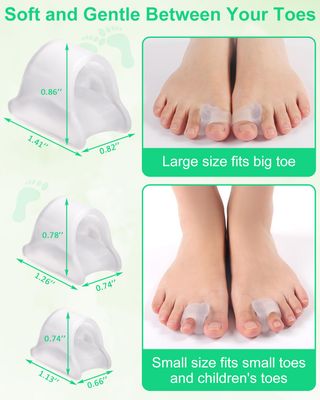 PGRODE 12Pcs Hammer Toe Corrector Straighteners for Women and Men Curled Toes, Crooked, Claw, Hammertoe, Gel Toe Splints Bunion Spacer Separators for Straightening (Multi-size)