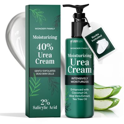 40 Urea Cream for Feet with 2 Salicylic Acid Aloe Tea Tree Oil for Skin - Athletes Foot Cream Extra Strength - Dry Hand Cream for Dry Cracked Hands - Urea Cream 40 Percent for Feet Maximum Strength